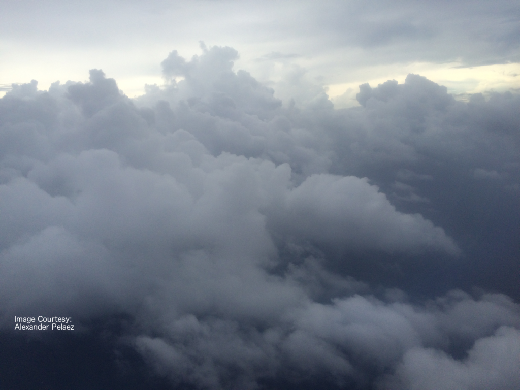 Dense storm clouds seen from above